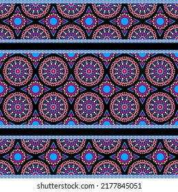 Ethnische traditionelle Design-Muster für Hintergrund, Teppich, Tapete, Kleidung, Umhüllung, Batik, Stoff, Vektorgrafik geometrische Kunst Stamm mandala und Sonnendiamantenstickereien.