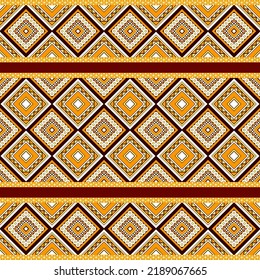 Ethnic traditional design pattern for background, carpet, wallpaper, clothing, wrapping, batik, fabric, vector illustration geometric art tribe diamond pattern carpet embroidery style.