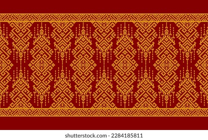Ethnic traditional design pattern for background, carpet, wallpaper, clothing, wrapping, batik, fabric, vector illustration oriental geometric art wise and triangle pattern embroidery style.