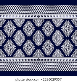 Ethnic traditional design pattern for background, carpet, wallpaper, clothing, wrapping, batik, fabric, vector illustration oriental geometric art diamond and wave block pattern embroidery style.