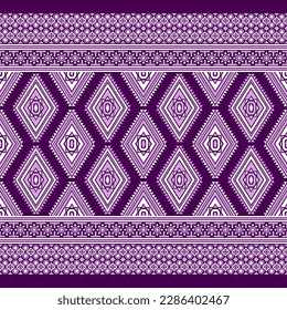Patrón de diseño tradicional étnico para fondo, alfombra, papel pintado, ropa, envoltura, batik, tela, ilustración vectorial arte geométrico oriental diamante y estilo de bordado de patrón circular.