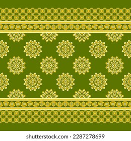 Ethnic traditional design pattern for background, carpet, wallpaper, clothing, wrapping, batik, fabric, vector illustration oriental geometric art flower circle and triangle pattern embroidery style.