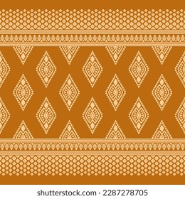 Ethnic traditional design pattern for background, carpet, wallpaper, clothing, wrapping, batik, fabric, vector illustration oriental geometric art leave and diamond pattern embroidery style.