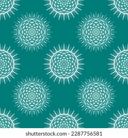 Ethnic traditional design pattern for background, carpet, wallpaper, clothing, wrapping, batik, fabric, vector illustration oriental geometric art circle by triangle spin pattern embroidery style.