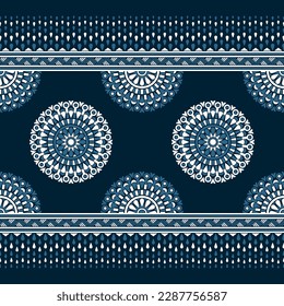 Ethnic traditional design pattern for background, carpet, wallpaper, clothing, wrapping, batik, fabric, vector illustration oriental geometric art mandala and dropwet pattern embroidery style.