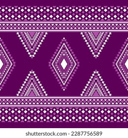 Patrón de diseño tradicional étnico para fondo, alfombra, papel pintado, ropa, envoltura, batik, tela, ilustración vectorial de arte geométrico oriental diamante y estilo de bordado de bloques cuadrados.