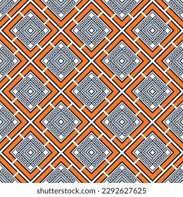 Patrón de diseño tradicional étnico para fondo, alfombra, papel pintado, ropa, envoltura, batik, tela, ilustración vectorial, diamante de arte geométrico oriental y estilo de bordado a través de líneas.