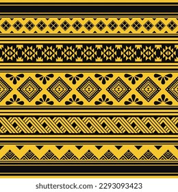 Patrón de diseño tradicional étnico para el fondo, alfombra, papel pintado, ropa, envoltura, batik, tela, ilustración vectorial arte geométrico oriental diamante tribal y estilo de bordado de patrón triangular.