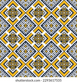 Patrón de diseño tradicional étnico para fondo, alfombra, papel pintado, ropa, envoltura, batik, tela, ilustración vectorial, diamante de arte geométrico oriental y estilo de bordado de línea de enlace.