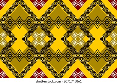 ethnic traditional geometric seamless pattern design for background or wallpaper, carpet,  fabric, clothing ,wrapping, sarong, vector illustration embroidery style