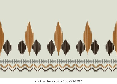Ethnic Traditional ikat motif fabric pattern geometric style.Ikat embroidery Ethnic oriental pattern cream background wallpaper. Abstract,vector,illustration.Texture,frame,decoration.