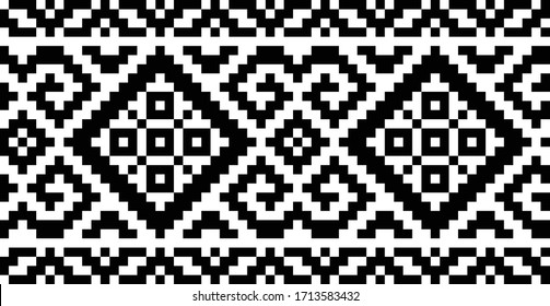 
Ethnic traditional seamless pattern. Embroidery on fabric. Patchwork texture. Weaving. Folk motif.