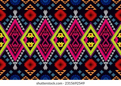 Patrón ininterrumpido tradicional étnico. Diseño de patrones geométricos nativos orientales para tela, elemento, textil, decoración, decoración de ropa, papel tapiz, impresión, alfombra, borde, fondo, vector