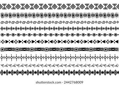 Ethnic traditional symbols with black and white. hand drawn doodle style. geometric shapes for element, print and clothing