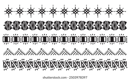 Ethnic traditional symbols with black and white. hand drawn doodle style. geometric shapes for element, print and clothing