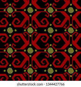 ethnic traditional Vector seamless pattern, Stylish fabric print. Creative Design inspiration textile background for batik or cloth,carpet,wallpaper,clothing,wrapping,Batik. red yellow illustration