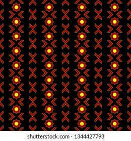 ethnic traditional Vector seamless pattern, Stylish fabric print. Creative Design inspiration textile background for batik or cloth,carpet,wallpaper,clothing,wrapping,Batik. red yellow illustration