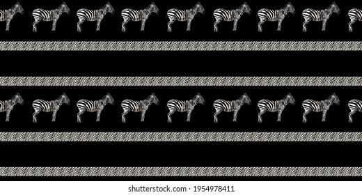 ETHNIC TREND. PAINTING IN AFRICAN STYLE. SEAMLESS AFRICAN PATTERN. TRADITIONAL PATTERN. savanna animals. zebra. Vector illustration. Fashion.