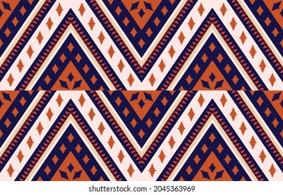 Ethnic triangle background. Seamless pattern in tribal, folk embroidery, and Mexican style. Aztec geometric art ornament print.Design for carpet, wallpaper, clothing, wrapping, fabric, cover, textile