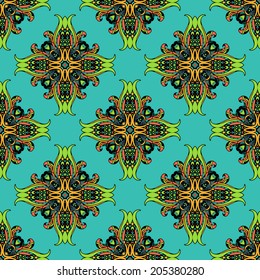 Ethnic tribal abstract floral seamless tiled vector pattern