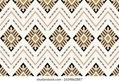 Ethnic tribal african beige zigzag background. Seamless tribal pattern, folk embroidery, tradition geometric tribal ornament. Traditional design for fabric, textile, print, rug, paper