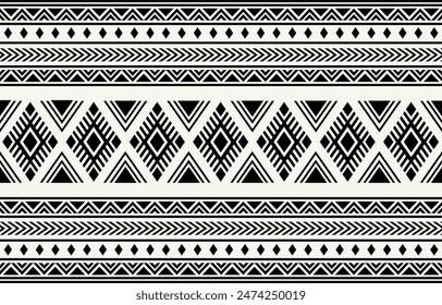 Ethnic tribal african black and white  background. Seamless tribal pattern, folk embroidery, tradition geometric african ornament. Tradition Native  design for fabric, textile, print, rug, paper