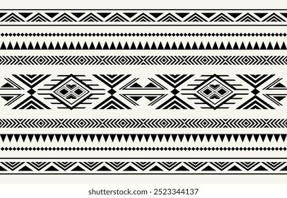 Ethnic tribal African black and white background. Seamless tribal pattern, folk embroidery, tradition geometric ornament. Traditional african design for fabric, textile, print, rug, paper