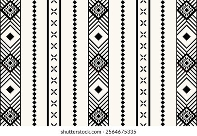 Ethnic tribal African black and white stripe  background. Seamless tribal pattern, folk embroidery, tradition geometric African ornament. Traditional design for fabric, textile, print, rug, paper