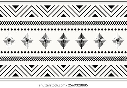 Ethnic tribal  african black and white stripe  background. Seamless tribal pattern, folk embroidery, tradition geometric African ornament. Traditional design for fabric, textile, print, rug, paper