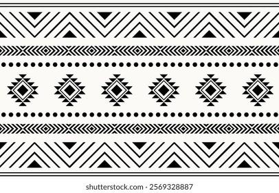 Ethnic tribal  african black and white stripe  background. Seamless tribal pattern, folk embroidery, tradition geometric Aztec ornament. Traditional design for fabric, textile, print, rug, paper