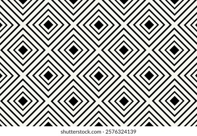Ethnic tribal African black and white line background. Seamless tribal pattern, folk embroidery, tradition geometric African ornament. Traditional design for fabric, textile, print, rug, paper