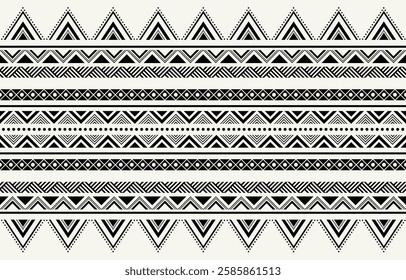 Ethnic tribal African black and white stripe background. Seamless tribal pattern, folk embroidery, tradition geometric African ornament. Traditional design for fabric, textile, print, rug, paper