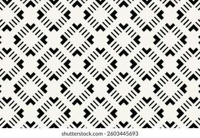 Ethnic tribal African black and white background. Seamless tribal pattern, folk embroidery, tradition geometric African ornament. Traditional design for fabric, textile, print, rug, paper