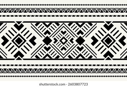 Ethnic tribal African black and white  background. Seamless tribal pattern, folk embroidery, tradition geometric African ornament. Traditional design for fabric, textile, print, rug, paper