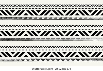 Ethnic tribal  african black and white stripe background. Seamless tribal pattern, folk embroidery, tradition geometric ornament. Traditional design for fabric, textile, print, rug, paper