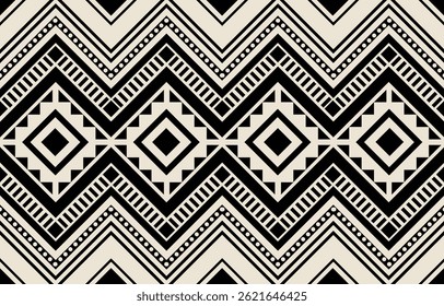 Étnica tribal Africano preto e branco ziguezague fundo. Padrão tribal perfeito, bordados folclóricos, ornamento africano geométrico tradicional. Design tradicional para tecido, têxtil, impressão, tapete, papel