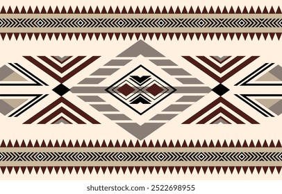 Ethnic tribal african colorful  beige background. Seamless tribal pattern, folk embroidery, tradition geometric ornament. Traditional african   design for fabric, textile, print, rug, paper