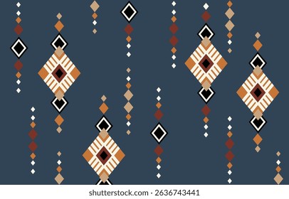 Ethnic tribal African colorful blue background. Seamless tribal pattern, folk embroidery, tradition geometric African ornament. Traditional design for fabric, textile, print, rug, paper, carpet