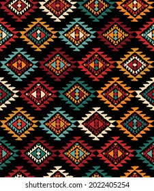 Ethnic Tribal Argyle Seamless Pattern. Traditional Boho Ikat Ornament of Doodle Rhombuses. Vector Abstract Mosaic Geometric Diamond Shapes Vector Colorful Background