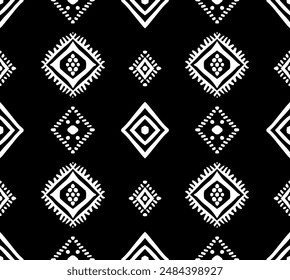 Étnico Tribal Argyle Patrón Sin Costura. Ornamento tradicional de Ikat Boho de Doodle Rhombuses. Vector Abstractas Mosaico Geométrico Diamante Formas Fondo de Vector