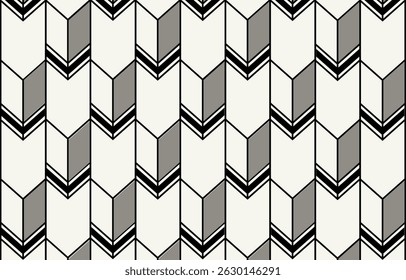 Ethnic tribal arrow black and white line background. Seamless tribal pattern, folk embroidery, tradition geometric  ornament. Traditional design for fabric, textile, print, rug, paper