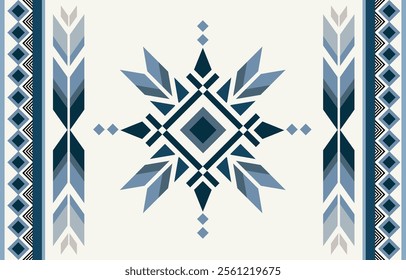 Ethnic tribal Aztec afrcan colorful blue stripe  background. Seamless tribal pattern, folk embroidery, tradition geometric Aztec ornament. Traditional design for fabric, textile, print, rug, paper