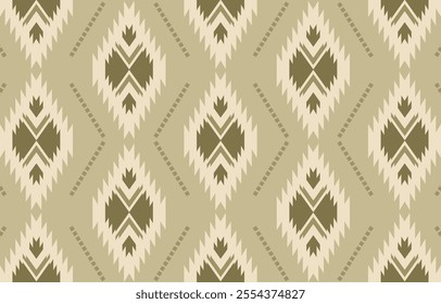Ethnic tribal Aztec african beige diamond background. Seamless tribal pattern, folk embroidery, tradition geometric Aztec ornament. Traditional design for fabric, textile, print, rug, paper