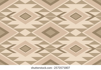 Ethnic tribal Aztec african beige background. Seamless tribal pattern, folk embroidery, tradition geometric Aztec ornament. Traditional design for fabric, textile, print, rug, paper