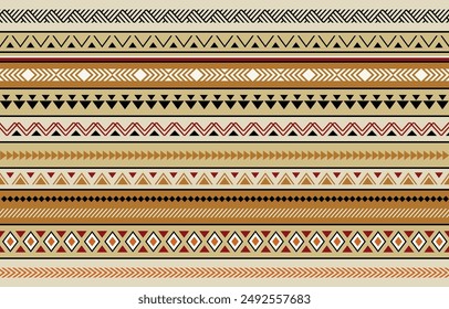 Etnia tribal azteca africana colorida raya de fondo. Patrón tribal sin costuras, bordado popular, adorno azteca geométrico de tradición. Diseño tradicional para tela, textil, estampado, alfombra, papel