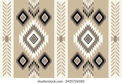 Ethnic tribal Aztec  beige background. Seamless tribal stripe pattern, folk embroidery, tradition geometric Aztec ornament. Tradition Native and Navaho design for fabric, textile, print, rug, paper