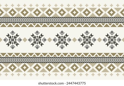 Ethnic tribal Aztec beige background. Seamless tribal pattern, folk embroidery, tradition geometric Aztec ornament. Tradition Native and Navaho design for fabric, textile, print, rug, paper