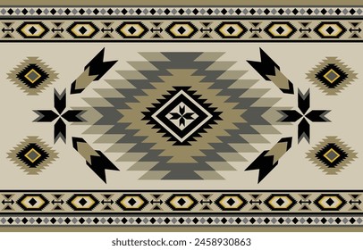 Ethnic tribal Aztec beige background. Seamless tribal pattern, folk embroidery, tradition geometric Aztec ornament. Tradition Native and Navaho design for fabric, textile, print, rug, paper