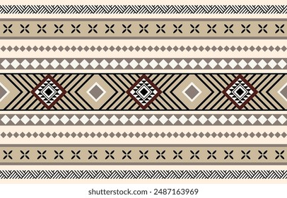 Ethnische Stamm Azteken beige Hintergrund. Nahtloses Stammes-Streifenmuster, Volksstickerei, Tradition geometrische afrikanische Ornamente. Tradition Native und Navaho Design für Stoff, Textil, Druck, Teppich, Papier