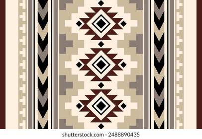 Ethnic tribal Aztec beige background. Seamless tribal pattern, folk embroidery, tradition geometric Aztec ornament. Tradition Native and Navaho design for fabric, textile, print, rug, paper